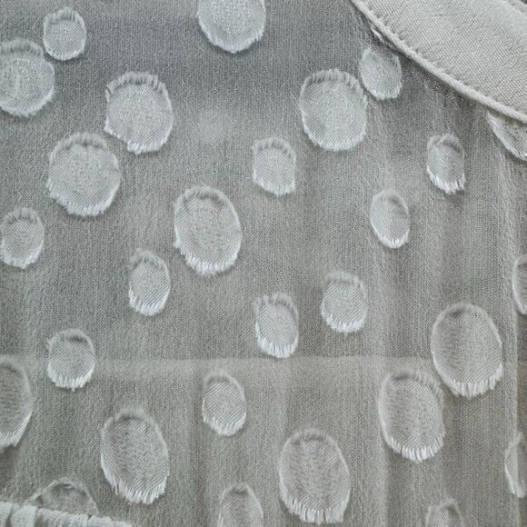 Boden Top Womens US10R Ivory Viscose Sheer Shoulders Long Sleeves Button Front - Picture 6 of 16